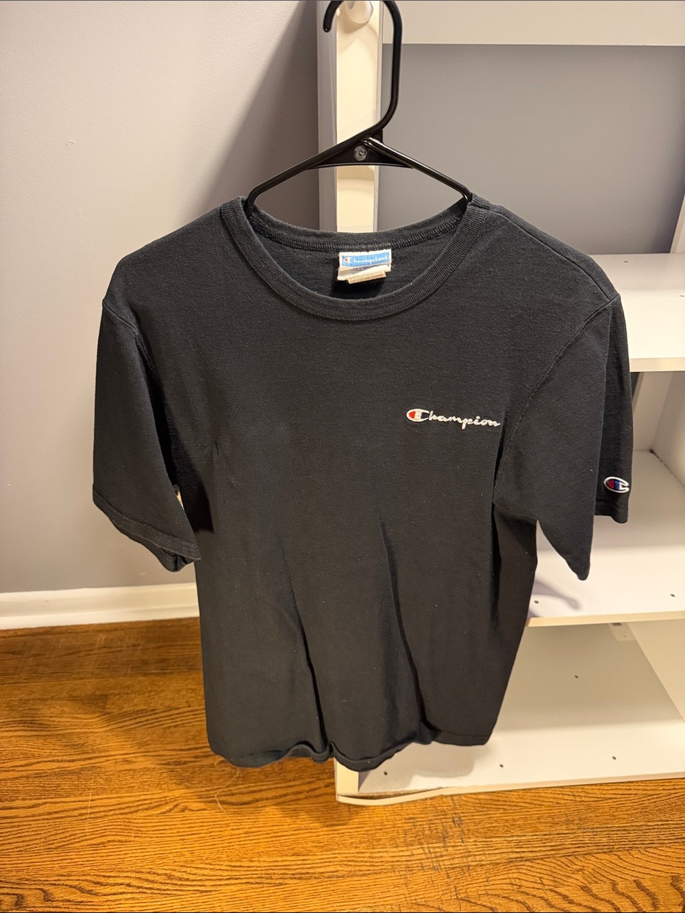 Champion Black Tee with Embroidered Script Logo